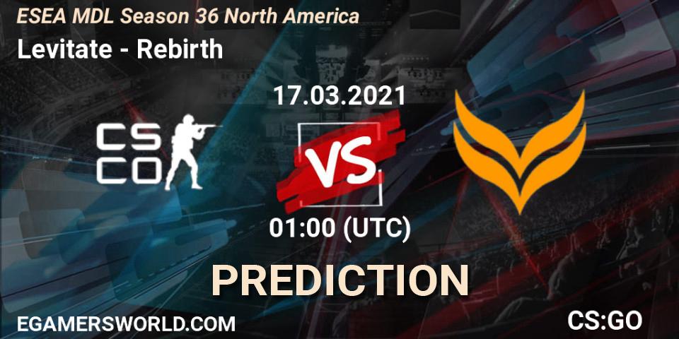 Prognoza Levitate - Rebirth. 17.03.2021 at 01:00, Counter-Strike (CS2), MDL ESEA Season 36: North America - Premier Division