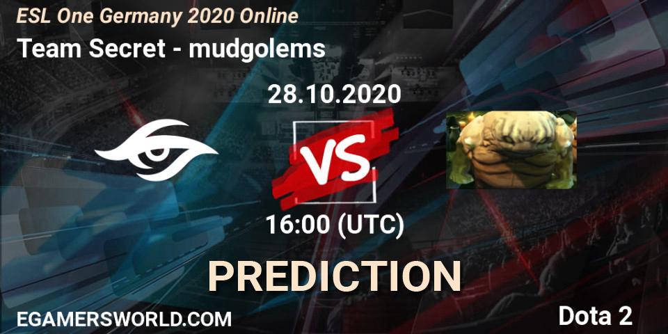 Prognoza Team Secret - mudgolems. 28.10.2020 at 16:00, Dota 2, ESL One Germany 2020 Online