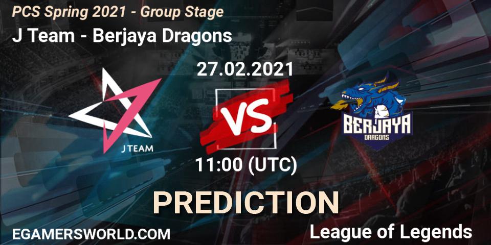 Prognoza J Team - Berjaya Dragons. 27.02.2021 at 12:05, LoL, PCS Spring 2021 - Group Stage