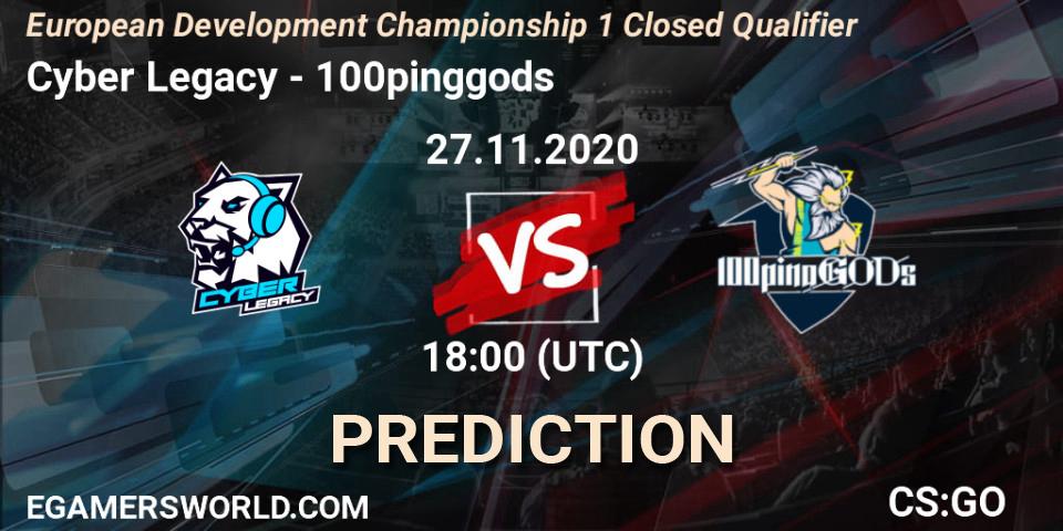 Prognoza Cyber Legacy - 100pinggods. 27.11.2020 at 17:20, Counter-Strike (CS2), European Development Championship 1 Closed Qualifier