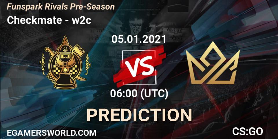 Prognoza Checkmate - w2c. 05.01.2021 at 06:00, Counter-Strike (CS2), Funspark Rivals Pre-Season