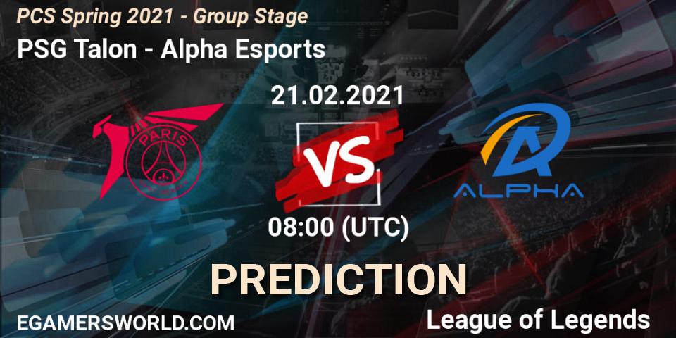 Prognoza PSG Talon - Alpha Esports. 21.02.2021 at 08:00, LoL, PCS Spring 2021 - Group Stage