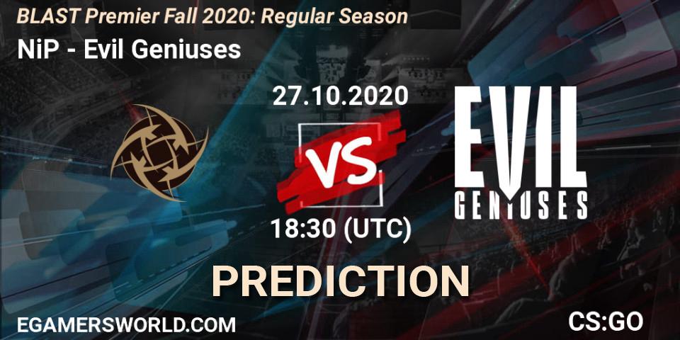 Prognoza NiP - Evil Geniuses. 27.10.20, CS2 (CS:GO), BLAST Premier Fall 2020: Regular Season