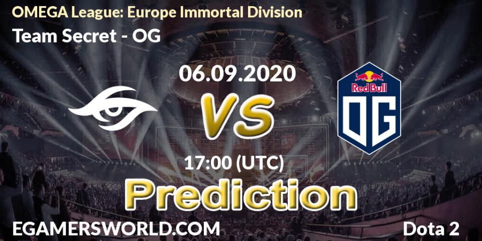 Prognoza Team Secret - OG. 06.09.2020 at 17:00, Dota 2, OMEGA League: Europe Immortal Division