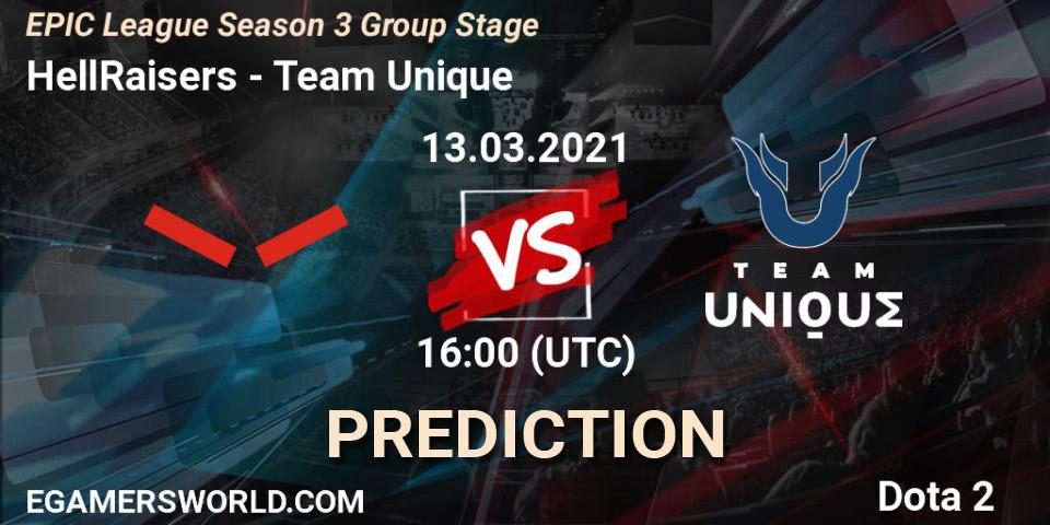 Prognoza HellRaisers - Team Unique. 13.03.2021 at 16:01, Dota 2, EPIC League Season 3 Group Stage