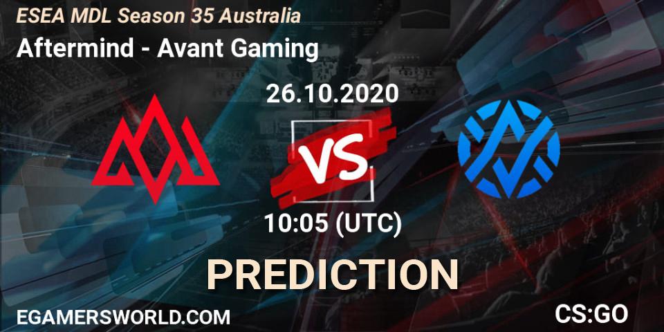 Prognoza Aftermind - Avant Gaming. 26.10.2020 at 10:05, Counter-Strike (CS2), ESEA MDL Season 35 Australia