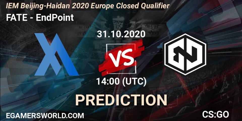 Prognoza FATE - EndPoint. 31.10.2020 at 14:20, Counter-Strike (CS2), IEM Beijing-Haidian 2020 Europe Closed Qualifier