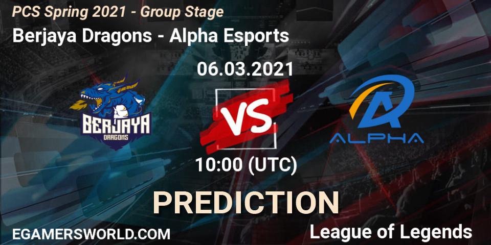 Prognoza Berjaya Dragons - Alpha Esports. 06.03.2021 at 10:00, LoL, PCS Spring 2021 - Group Stage