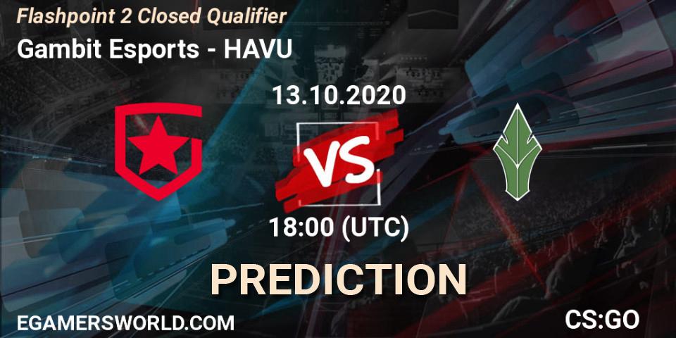 Prognoza Gambit Esports - HAVU. 13.10.2020 at 18:10, Counter-Strike (CS2), Flashpoint 2 Closed Qualifier