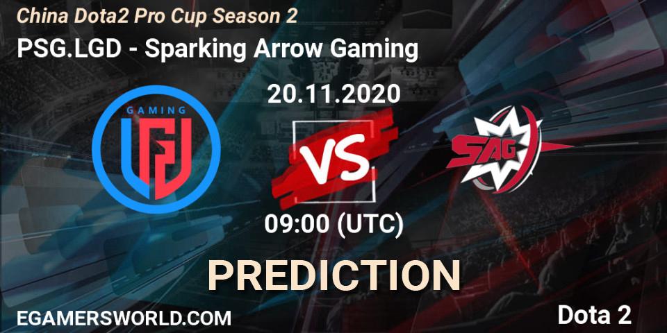 Prognoza PSG.LGD - Sparking Arrow Gaming. 20.11.2020 at 09:10, Dota 2, China Dota2 Pro Cup Season 2