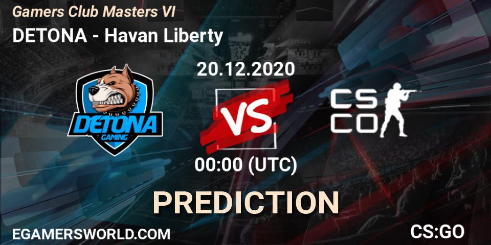 Prognoza DETONA - Havan Liberty. 19.12.2020 at 23:30, Counter-Strike (CS2), Gamers Club Masters VI