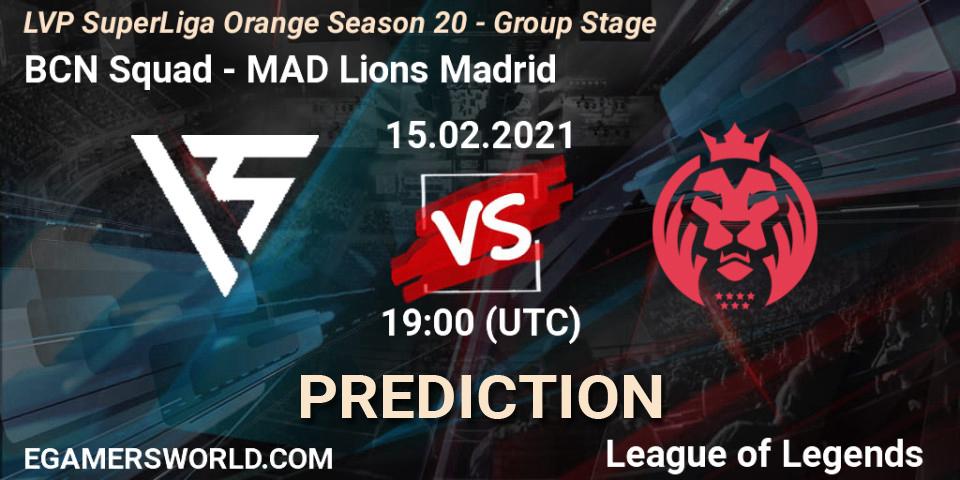 Prognoza BCN Squad - MAD Lions Madrid. 15.02.2021 at 19:15, LoL, LVP SuperLiga Orange Season 20 - Group Stage