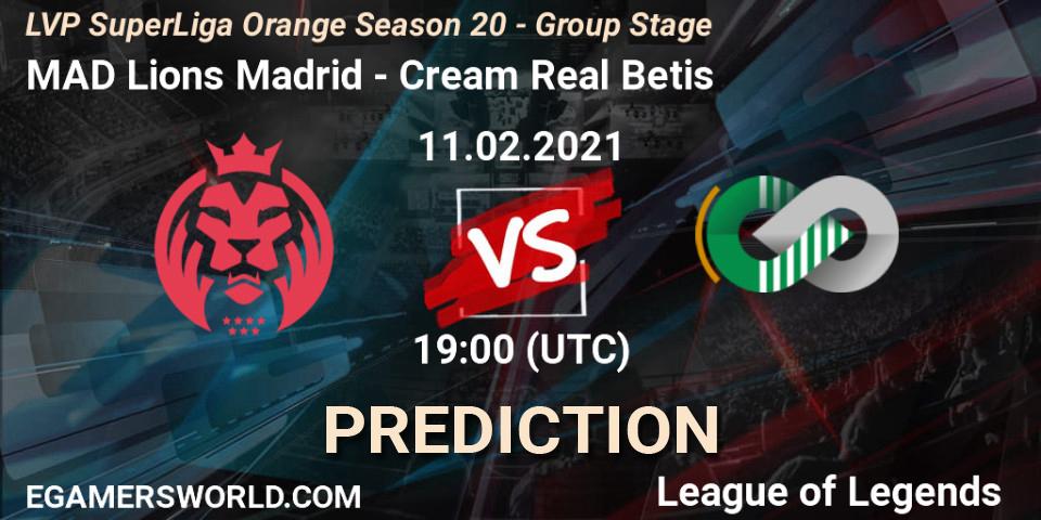 Prognoza MAD Lions Madrid - Cream Real Betis. 11.02.2021 at 19:00, LoL, LVP SuperLiga Orange Season 20 - Group Stage