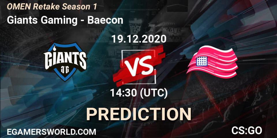 Prognoza Giants Gaming - Baecon. 19.12.20, CS2 (CS:GO), OMEN Retake Season 1