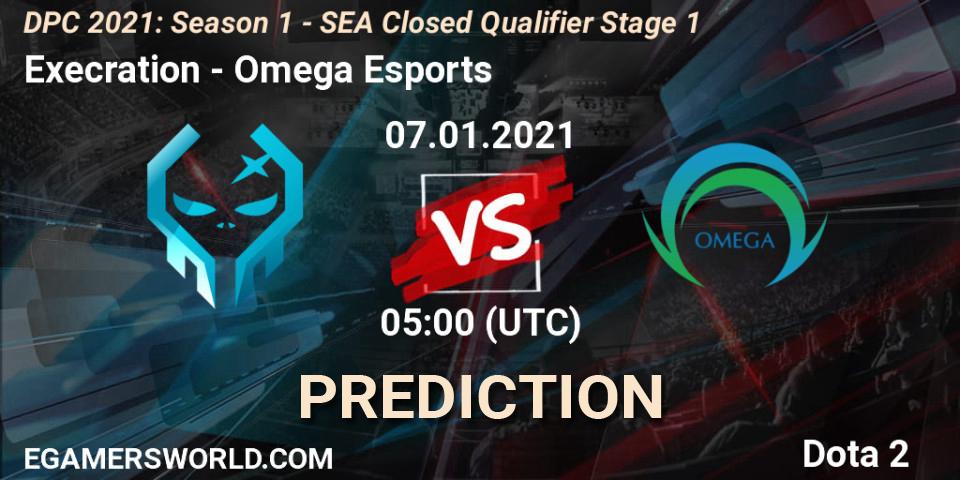 Prognoza Execration - Omega Esports. 07.01.2021 at 04:59, Dota 2, DPC 2021: Season 1 - SEA Closed Qualifier Stage 1