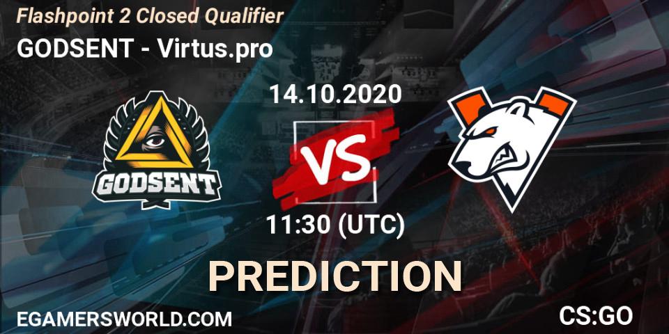 Prognoza GODSENT - Virtus.pro. 14.10.2020 at 11:30, Counter-Strike (CS2), Flashpoint 2 Closed Qualifier