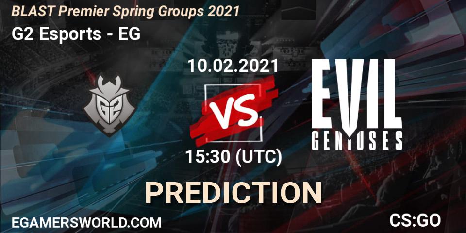 Prognoza G2 Esports - Evil Geniuses. 10.02.21, CS2 (CS:GO), BLAST Premier Spring Groups 2021