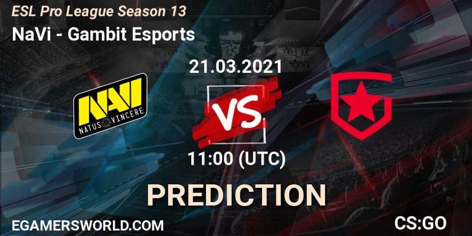 Prognoza NaVi - Gambit Esports. 21.03.2021 at 11:00, Counter-Strike (CS2), ESL Pro League Season 13