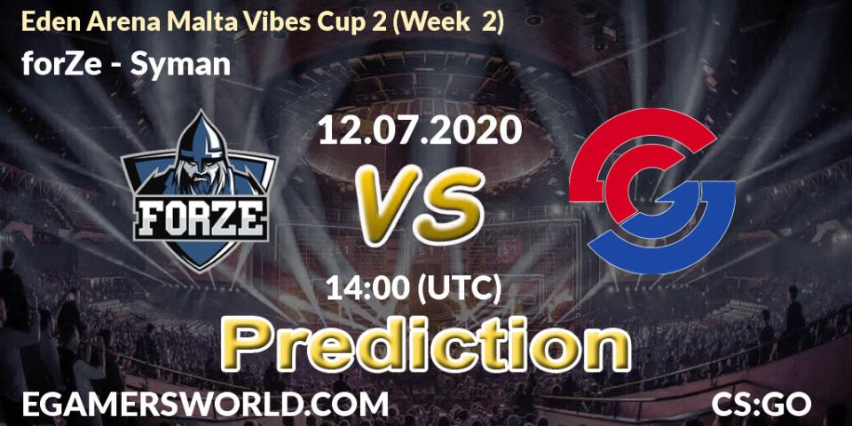 Prognoza forZe - Syman. 12.07.20, CS2 (CS:GO), Eden Arena Malta Vibes Cup 2 (Week 2)