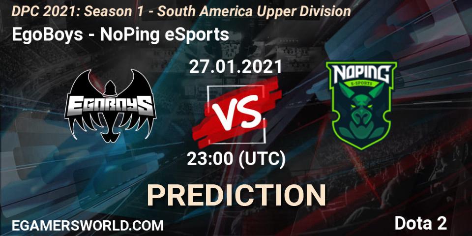 Prognoza EgoBoys - NoPing eSports. 27.01.2021 at 23:05, Dota 2, DPC 2021: Season 1 - South America Upper Division