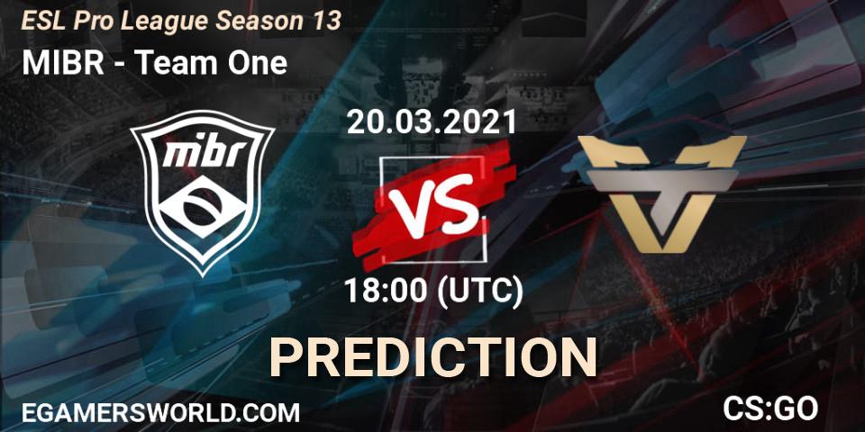 Prognoza MIBR - Team One. 20.03.2021 at 18:00, Counter-Strike (CS2), ESL Pro League Season 13