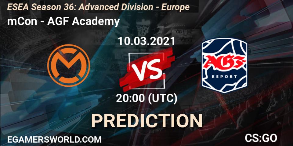 Prognoza mCon - AGF Academy. 10.03.2021 at 20:00, Counter-Strike (CS2), ESEA Season 36: Europe - Advanced Division