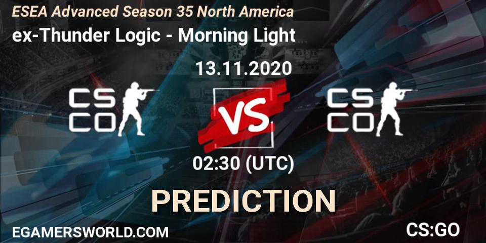 Prognoza ex-Thunder Logic - Morning Light. 13.11.2020 at 02:00, Counter-Strike (CS2), ESEA Advanced Season 35 North America