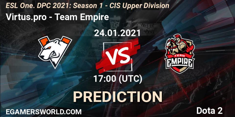 Prognoza Virtus.pro - Team Empire. 24.01.21, Dota 2, ESL One. DPC 2021: Season 1 - CIS Upper Division
