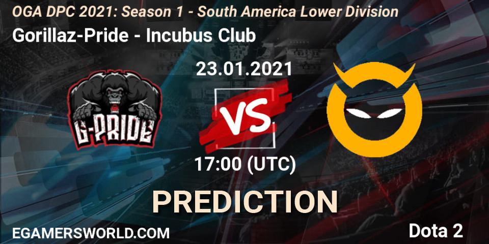 Prognoza Gorillaz-Pride - Incubus Club. 23.01.2021 at 17:00, Dota 2, OGA DPC 2021: Season 1 - South America Lower Division