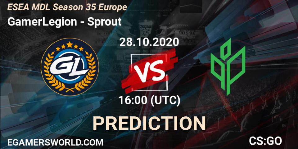 Prognoza GamerLegion - Sprout. 28.10.2020 at 16:00, Counter-Strike (CS2), ESEA MDL Season 35 Europe