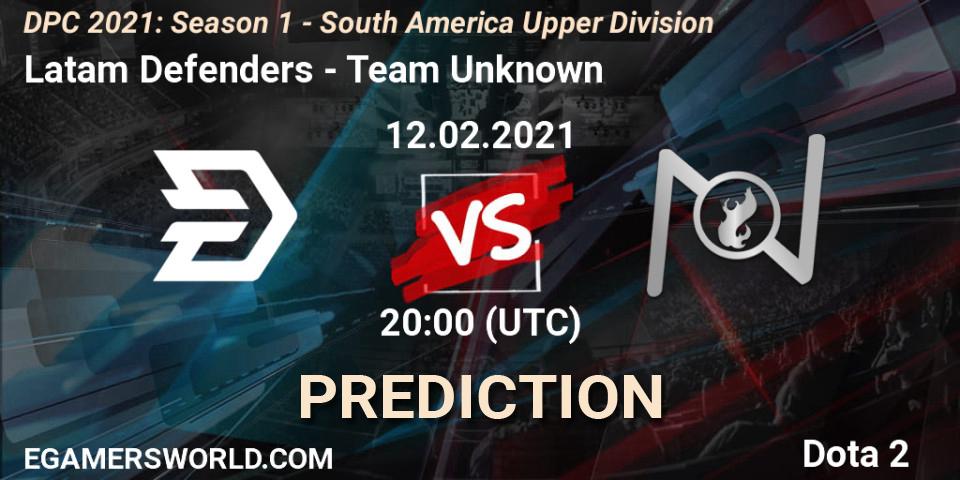 Prognoza Latam Defenders - Team Unknown. 12.02.2021 at 20:00, Dota 2, DPC 2021: Season 1 - South America Upper Division