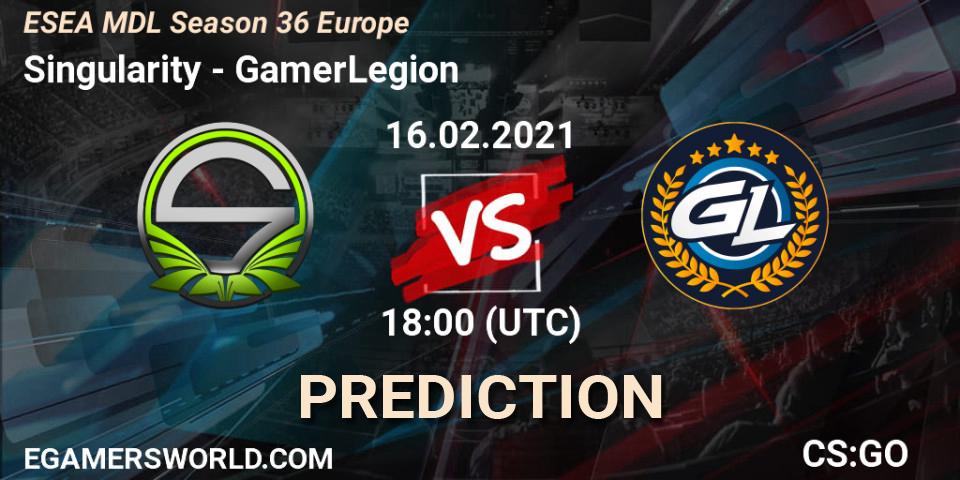 Prognoza Singularity - GamerLegion. 16.02.2021 at 18:10, Counter-Strike (CS2), MDL ESEA Season 36: Europe - Premier division