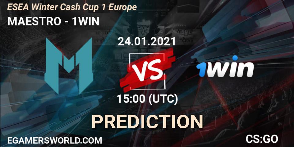 Prognoza MAESTRO - 1WIN. 24.01.2021 at 15:00, Counter-Strike (CS2), ESEA Cash Cup - Europe: Winter 2020 #3