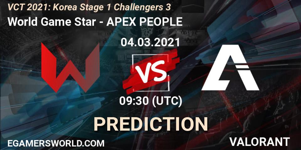 Prognoza World Game Star - APEX PEOPLE. 04.03.2021 at 09:30, VALORANT, VCT 2021: Korea Stage 1 Challengers 3