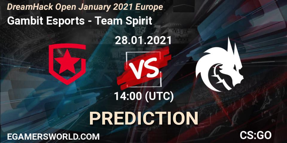 Prognoza Gambit Esports - Team Spirit. 28.01.2021 at 14:00, Counter-Strike (CS2), DreamHack Open January 2021 Europe
