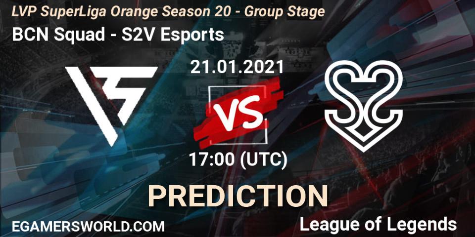 Prognoza BCN Squad - S2V Esports. 21.01.2021 at 17:00, LoL, LVP SuperLiga Orange Season 20 - Group Stage