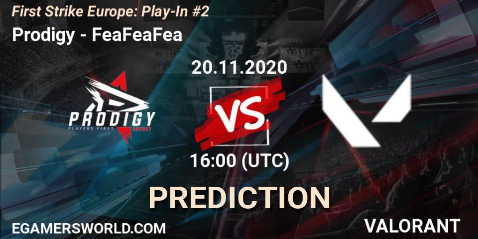 Prognoza Prodigy - FeaFeaFea. 20.11.2020 at 16:00, VALORANT, First Strike Europe: Play-In #2