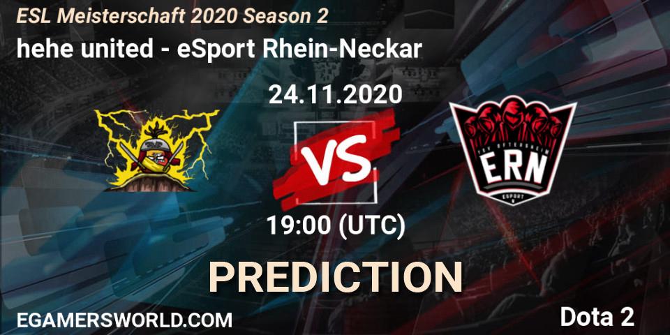 Prognoza hehe united - eSport Rhein-Neckar. 24.11.2020 at 19:04, Dota 2, ESL Meisterschaft 2020 Season 2