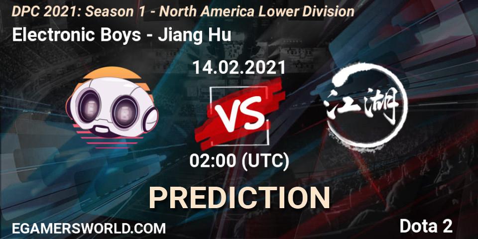 Prognoza Electronic Boys - Jiang Hu. 14.02.2021 at 02:02, Dota 2, DPC 2021: Season 1 - North America Lower Division
