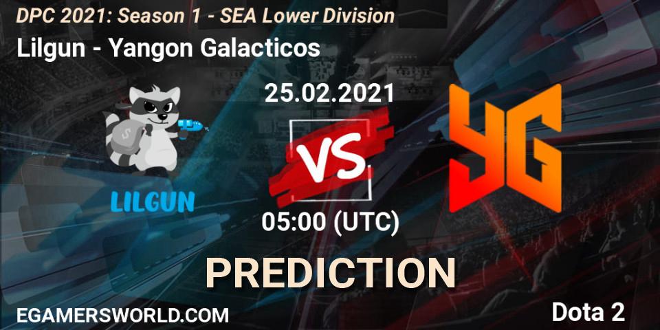 Prognoza Lilgun - Yangon Galacticos. 25.02.2021 at 05:00, Dota 2, DPC 2021: Season 1 - SEA Lower Division