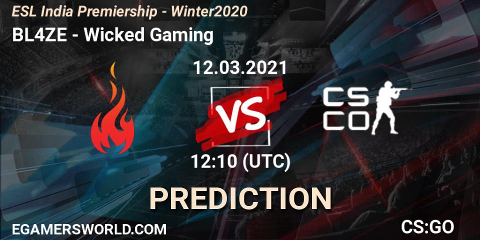 Prognoza BL4ZE - Wicked Gaming. 12.03.2021 at 12:10, Counter-Strike (CS2), ESL India Premiership - Winter 2020