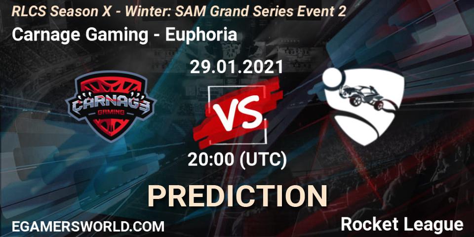Prognoza Carnage Gaming - Euphoria. 29.01.2021 at 20:00, Rocket League, RLCS Season X - Winter: SAM Grand Series Event 2