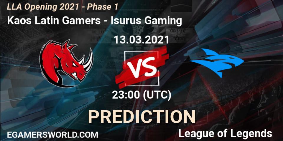 Prognoza Kaos Latin Gamers - Isurus Gaming. 13.03.2021 at 23:00, LoL, LLA Opening 2021 - Phase 1