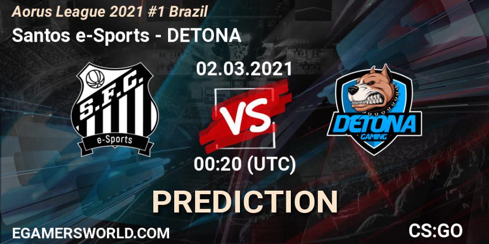 Prognoza Santos e-Sports - DETONA. 02.03.2021 at 00:10, Counter-Strike (CS2), Aorus League 2021 #1 Brazil
