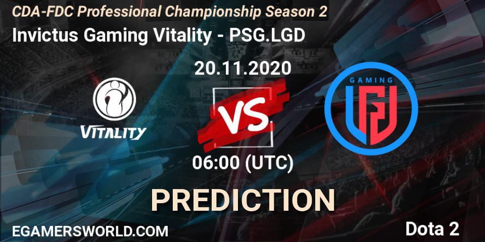 Prognoza Invictus Gaming Vitality - PSG.LGD. 20.11.20, Dota 2, CDA-FDC Professional Championship Season 2