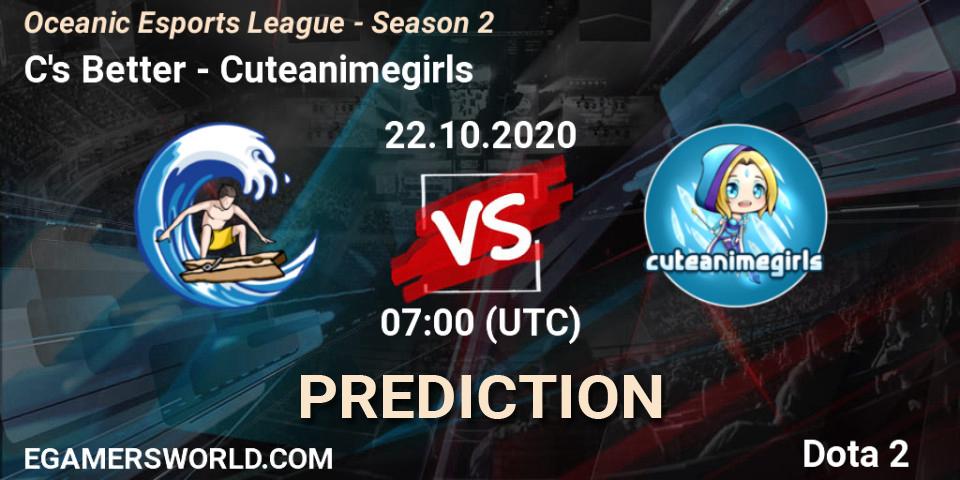 Prognoza C's Better - Cuteanimegirls. 22.10.2020 at 07:01, Dota 2, Oceanic Esports League - Season 2