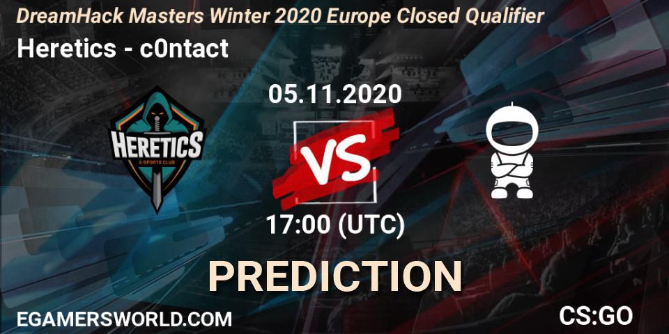 Prognoza Heretics - c0ntact. 05.11.2020 at 17:00, Counter-Strike (CS2), DreamHack Masters Winter 2020 Europe Closed Qualifier
