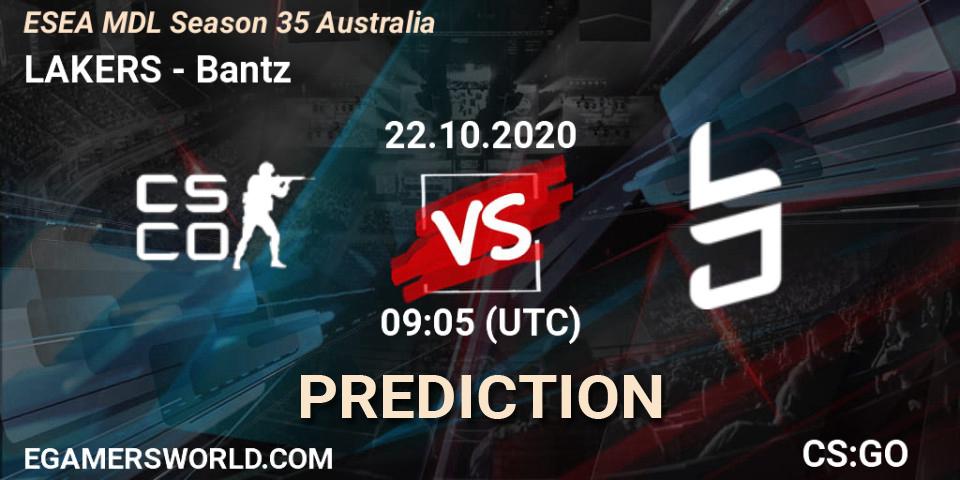 Prognoza LAKERS - Bantz. 22.10.2020 at 09:05, Counter-Strike (CS2), ESEA MDL Season 35 Australia