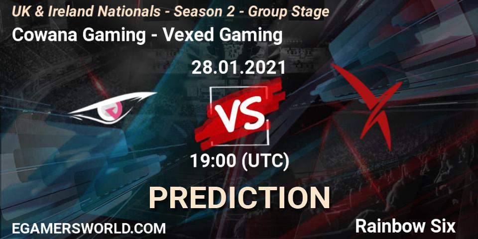 Prognoza Cowana Gaming - Vexed Gaming. 28.01.2021 at 19:00, Rainbow Six, UK & Ireland Nationals - Season 2 - Group Stage