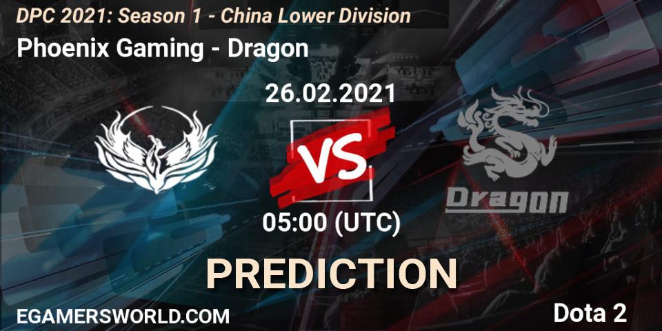 Prognoza Phoenix Gaming - Dragon. 26.02.2021 at 05:03, Dota 2, DPC 2021: Season 1 - China Lower Division